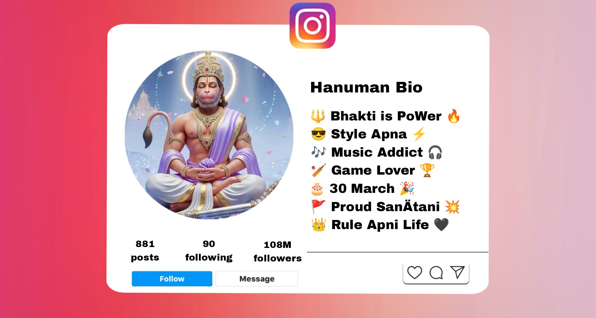 {Best 209+} hanuman bio for instagram in hindi - 2026