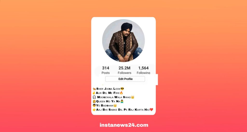 Best 143+ Sidhu Moose WaLa Instagram Bio Copy And Paste